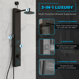 Beverly Series 43 in. 3-Jetted Shower Tower with Heavy Rain Shower and Body Jets and Spray Wand