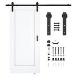 Cenote Series 36 in. x 84 in. Unfinished Ready-to-Stain MDF Interior Sliding Barn Door with Hardware Kit in Matte Black