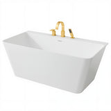 Vault Series 59 in. x 30 in. Flat Bottom Acrylic Freestanding Soaking Bathtub with Center Drain and Faucet