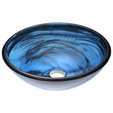 Soave Series 17 in. Bathroom Vessel Sink with Scratch-Tough and Stain-Resistant Surface in Sapphire Wisp Glass