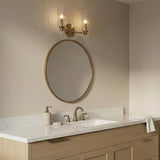 Regal Double Light Vanity With Clear Ribbed Glass - Satin Brass