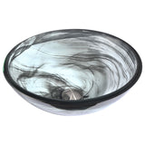 Mezzo Series 17 in. Round Bathroom Vessel Sink with Stain-Resistant Non-Porous Surface in Slumber Wisp Finish Glass