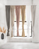 Rod pocket linen curtain panel (1 pcs) in White