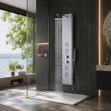 VELD Series 64 in. 2-Jetted Full Body Shower Panel System with Heavy Rain Shower and Spray Wand in Clear White
