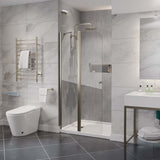 Romance Series 34 in. x 72 in. H Hinged Frameless Shower Door with Tsunami Guard Tempered Glass
