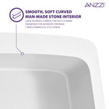 Prisma Series Farmhouse Solid Surface 36 in. 0-Hole Single Bowl Kitchen Sink with 1 Strainer in Matte White