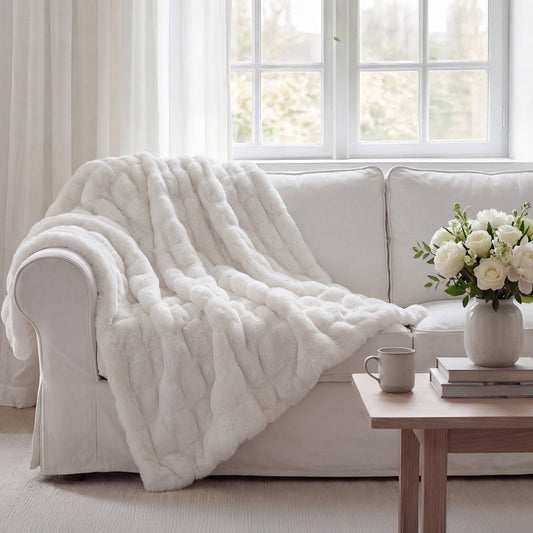 Ruched Rabbit Double-Sided Throw
