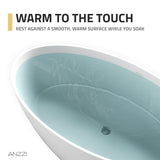 Cestino Series 67 in. x 36 in. Flat Bottom Solid Surface Freestanding Soaking Bathtub with Center Drain in Matte White