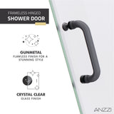 Fellow Series 24 in. x 70 in. Frameless Hinged Shower Door with Clear/Frosted Tempered Glass and Tsunami Guard