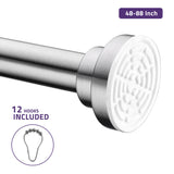 48-88 Inches Shower Curtain Rod with Shower Hooks in Polished Chrome | Adjustable Tension Shower Doorway Curtain Rod | Rust Resistant No Drilling Anti-Slip Bar for Bathroom | AC-AZSR88CH