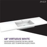 Conques 48 in W x 20 in H x 18 in D Cultured Marble Vanity Top in White with White Basin