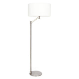 Serene Brushed Nickel Floor Lamp with Rotary Switch Metal Base White Linen Shade