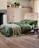 Forest green linen sheet set (4 pcs)