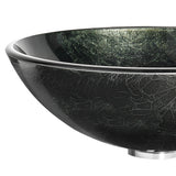 Amalfi Round Glass Vessel Bathroom Sink with Stellar Black Finish