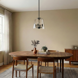Soiree Four Candle Lights Pendant With Clear Glass - Black Finish