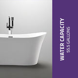Eft Series 67 in. x 31 in. Flat Bottom Acrylic Freestanding 56 Gallon Soaking Bathtub with Center Drain in Glossy White
