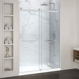 Kahn Series 48 in. x 32 in. Alcove Shower Base and Frameless Sliding Shower Door Combo with Tsunami Guard