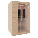 2-Person Infrared Cabin Sauna with Canadian Hemlock Wood, Low EMF Heating Panels, Chromotherapy and Glass Door