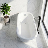 Talyah Series 71 in. x 35 in. Flat Bottom Acrylic Freestanding Soaking Bathtub with Center Drain in Glossy White