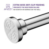 48-88 Inches Shower Curtain Rod with Shower Hooks in Polished Chrome | Adjustable Tension Shower Doorway Curtain Rod | Rust Resistant No Drilling Anti-Slip Bar for Bathroom | AC-AZSR88CH