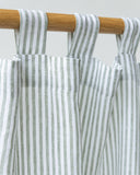 Tab top linen curtain panel (1 pcs) in Striped in Forest Green