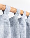 Tab top linen curtain panel (1 pcs) in Blue melange