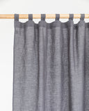 Tab top linen curtain panel (1 pcs) in Charcoal gray