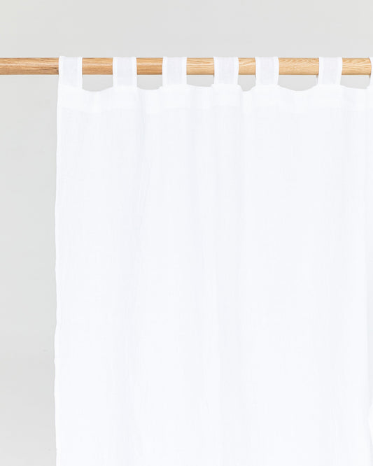 Tab top linen curtain panel (1 pcs) in White