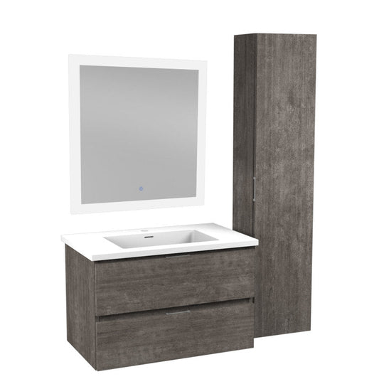 30 in. W x 20 in. H x 18 in. D Bath Vanity Set in Rich Gray with Vanity Top in White with White Basin and Mirror