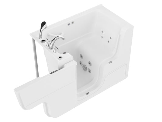 Coupe Series 29 in. x 53 in. Left Drain Wheelchair Access Walk-In Whirlpool Tub with Powered Fast Drain in White