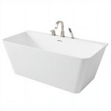 Vault Series 59 in. x 30 in. Flat Bottom Acrylic Freestanding Soaking Bathtub with Center Drain and Faucet
