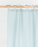 Tie top linen curtain panel (1 pcs) in Dusty blue