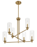 Timeless Six Lights Chandelier With Clear Ribbed Glass - Satin Brass
