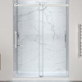 Stellar Series 76 in. x 45-48 in. Sliding Frameless Shower Door with Alcove Shower Base - Multiple Finishes