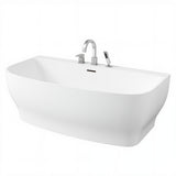 Bank Series 65 in. x 31 in. Flat Bottom Acrylic Freestanding Soaking Bathtub with Center Drain and Faucet