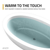 Lusso Series 76 in. x 41 in. Flat Bottom Solid Surface Freestanding Soaking Bathtub with Center Drain in Matte White