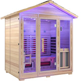 4-Person Infrared and Electric Heater Outdoor Red Cedar and Hemlock Wood Sauna with Wet/Dry Use, Touch Pad Controller