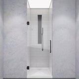 Fellow Series 24 in. x 70 in. Frameless Hinged Shower Door with Clear/Frosted Tempered Glass and Tsunami Guard