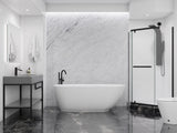 Britt Series 59 in. x 30 in. Flat Bottom Acrylic Freestanding Soaking Bathtub with Center Drain in Glossy White