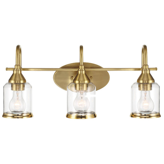 Twilight Three Lights Brushed Gold Contemporary Vanity Light