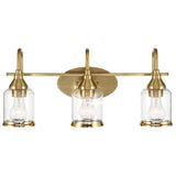 Twilight Three Lights Brushed Gold Contemporary Vanity Light