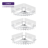3-Piece Corner Shower Caddy Shelf Set with 8 Adhesive in Chrome