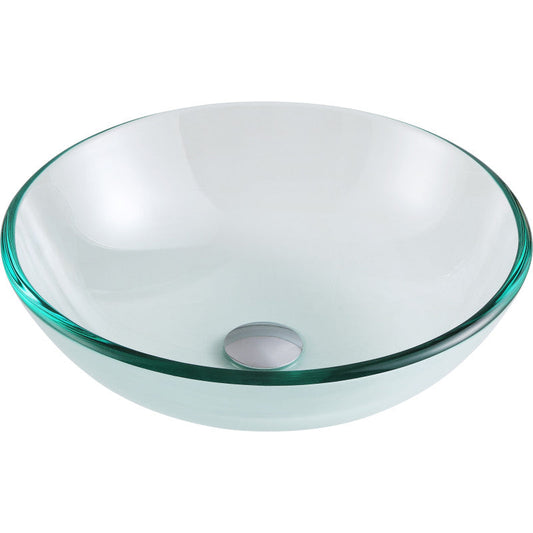Etude Series 17 in. Bathroom Vessel Sink with Scratch-Tough and Stain-Resistant Non-Porous Surface in Clear Glass