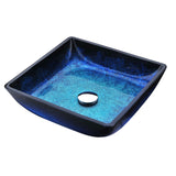 Viace Series 15 in. Bathroom Vessel Sink with Scratch-Tough and Stain-Resistant Non-Porous Surface in Blazing Blue Glass