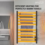 Bali Series 10-Bar Wall Mounted Electric Bathroom Towel Warmer Rack in Brushed Nickel Finish Stainless Steel