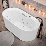 Sofi Series 67 in. L x 34 in. W Acrylic Combination 50 Gallon Capacity Freestanding Bathtub with Center Drain in White