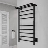 ANZZI Eve Series 8-Bar Towel Warmer (23.6" W x 39" H) with Top Shelf, Digital Control, Dual Installation, Rhino Alloy Certified Stainless Steel