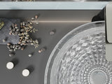 Diamante Round Clear Glass Vessel Bathroom Sink with Faceted Pattern