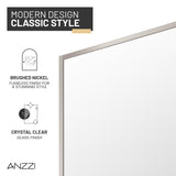 Welle 34 in. x 74 in. Framed Fixed Shower Screen Door with 5/16" (8mm) Tempered Fluted or Clear Glass