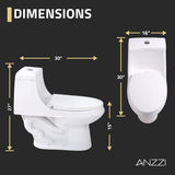 Odin 1-piece 1.6 GPF Dual Flush Elongated Toilet in White